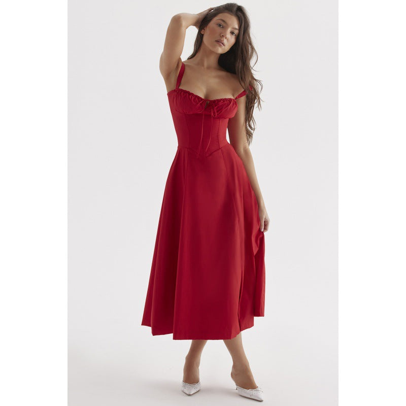 VLOVELAW Hot Summer  Foreign Trade Commuting Elegant Solid Color Fashion High-End Sling Dress Skirt for Women