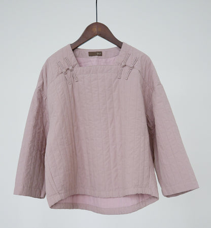 literary and artistic new Chinese-style quilting thread pressed square collar thin cotton-padded coat, cold loose cocoon-padded top M22371