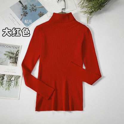 KKBOXLY Cross-border long-sleeved turtleneck bottoming shirt solid color Korean version pullover sweater (24 colors in stock) knitted bottoming sweater