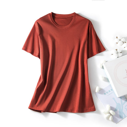 VLOVELAW Short-Sleeved Women's Clothing Spring and Summer Clothes Women's Big Belly Slimming Purple Top  White T Shoulder T-shirt Women's Short-Sleeved