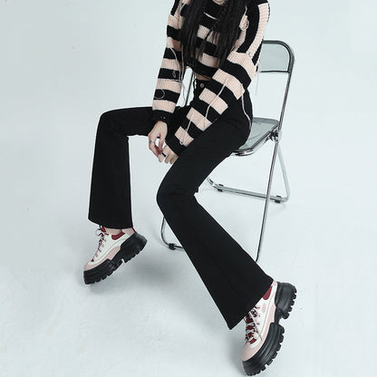 Black Bootcut Jeans for Women 2025 Spring and Autumn New High Waist Stretch High-Looking Slimming Small Horseshoe Pants