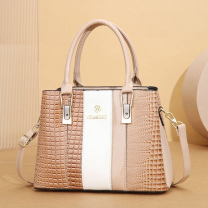 VLOVELAW 2025 bag women's bag advanced sense popular new texture middle-aged mother bag splicing contrasting color large-capacity handbag bag