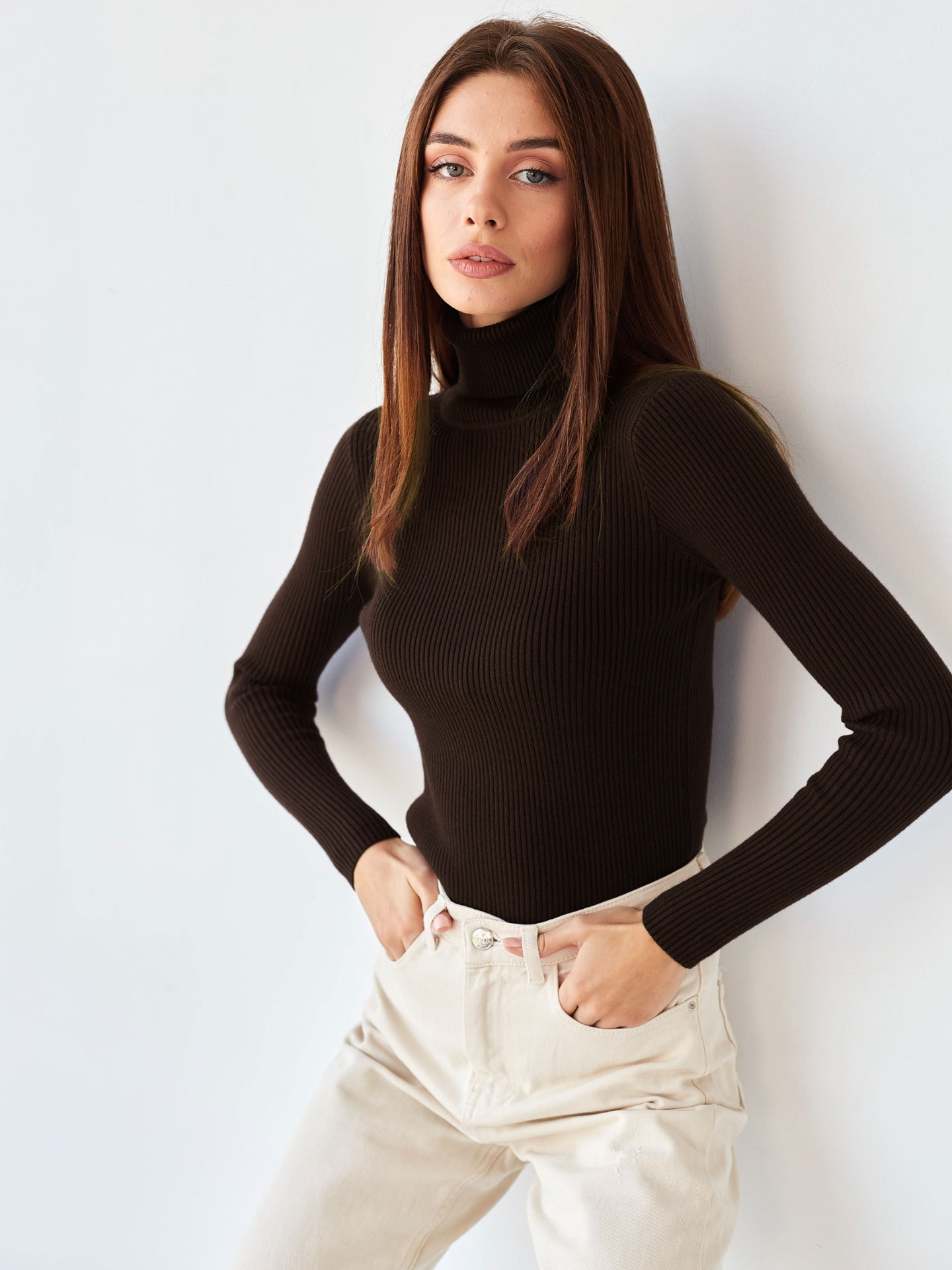 KKBOXLY Cross-border turtleneck sweater knitted bottoming shirt Europe and America New  autumn knitted sweater turtleneck pullover sweater women
