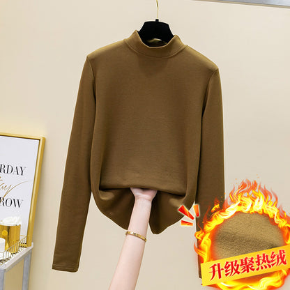 direct sales thickened German velvet pile collar bottoming shirt women's long-sleeved early spring new Popular-style warm inner top