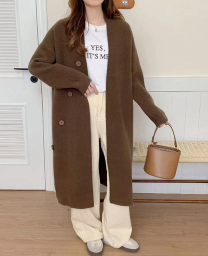 VLOVELAW Korean version loose large size knitted cardigan women's New autumn and winter simple loose lazy wind thickened long sweater jacket