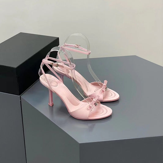 VLOVELAW  Style Satin High Heel Sandals for Women Summer  New Niche High-Grade Ankle-Strap Stilettos Open Toe Sandals for Women