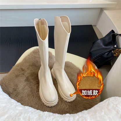Boots Women's Chelsea Boots White Long Boots popular New Autumn and Winter Thick-soled Martin Boots Tall Knight Boots