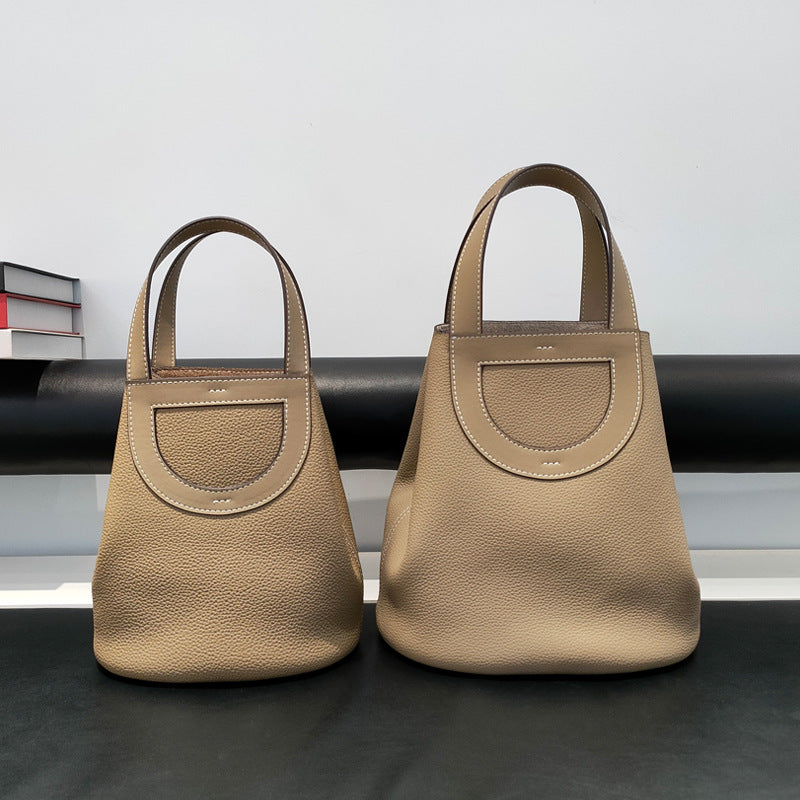 VLOVELAW 2025 popular New Fashion Commuter Shoulder Handbag First Layer Cowhide Bucket Bag Women's Genuine Leather Pig Nose Vegetable Basket Bag