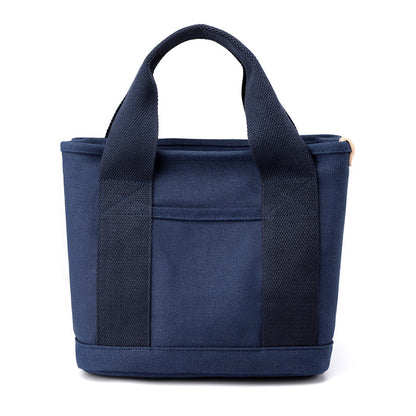 VLOVELAW Small Bag with Zipper Japanese Multi-Layer Bag Niche Lady Shoulder Bag Portable Thickened Canvas Mobile Phone Bucket Tote Bag