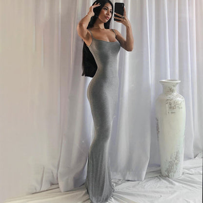 VLOVELAW European and American Foreign Trade New Women's Clothing Kardashian Skims Dress Casual Slim Strap Home Long Dress