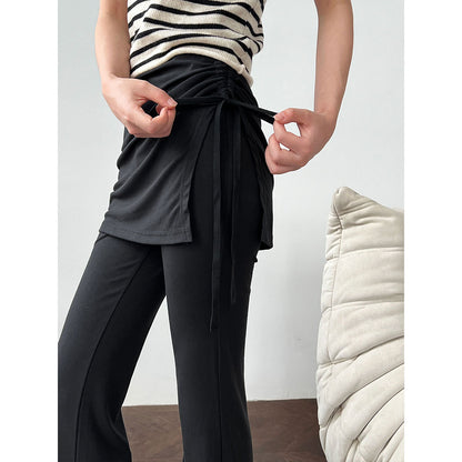 Luxi, casual fake two-piece high-waisted fart curtain slightly pulled pants women's summer new drape and thin trousers 2679