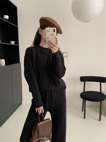 VLOVELAW Lazy wind knitted temperament sweater pants two-piece set women's autumn and winter New new Korean version fashion sweater set tide