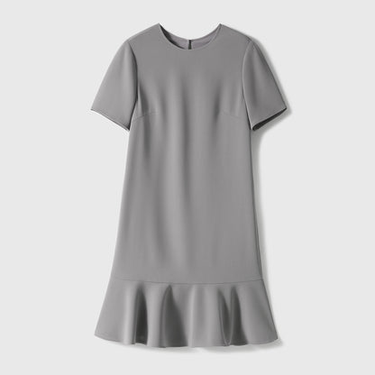 2025 Premium triacetate fishtail skirt, textured short-sleeved dress, satin medium and long summer women's clothing new
