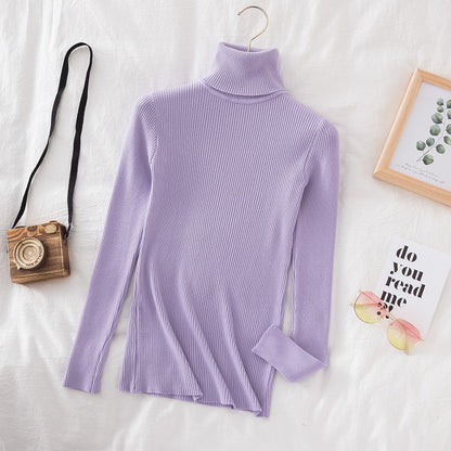 KKBOXLY Cross-border long-sleeved turtleneck bottoming shirt solid color Korean version pullover sweater (24 colors in stock) knitted bottoming sweater