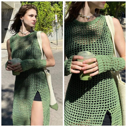 VLOVELAW 2025 Popular,  popular summer new beach skirt women solid color sexy knitted beach bikini swimsuit blouse sunscreen clothing
