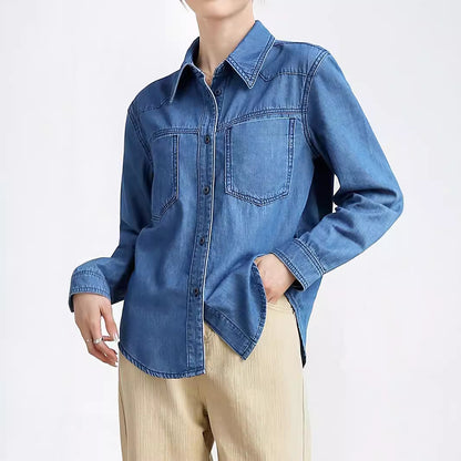 2025  Customized Xiaoxiangfeng denim long jacket women's spring and autumn new clothing retro fashion design pure cotton loose top