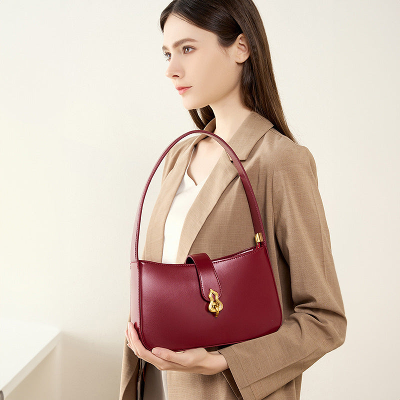 VLOVELAW 2025 New leather women's bag niche bridal bag young red high-end textured underarm bag women's daily shoulder bag