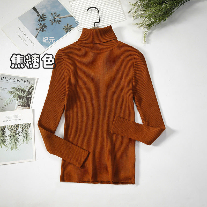 KKBOXLY Cross-border long-sleeved turtleneck bottoming shirt solid color Korean version pullover sweater (24 colors in stock) knitted bottoming sweater