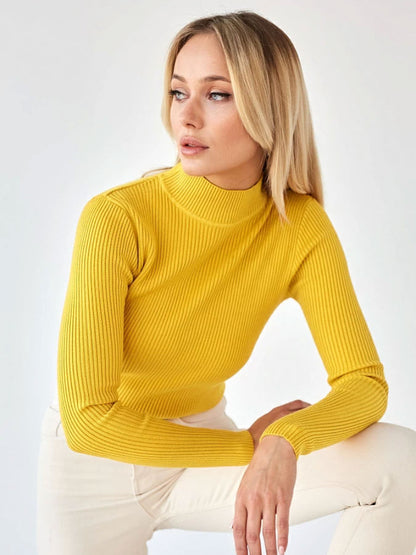 KKBOXLY Cross-border solid color semi-turtleneck sweater Europe, America and New autumn and winter women (24 colors in stock) slim-fit knitted bottoming shirt