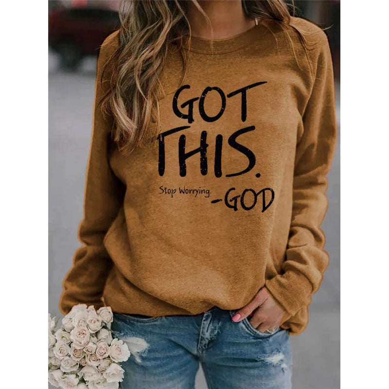 VLOVELAW 2025 [Large quantities in stock]   WISH New  letter printing round neck loose long-sleeved sweater