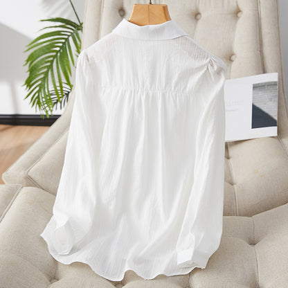 direct sales lace splicing white shirt women's long sleeves  spring new shirt commuter temperament top