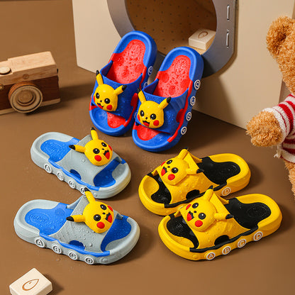 VLOVELAW Children's Slip-on Slippers Summer Boys and Girls Bathroom Bath Non-Slip Middle and Big Children's Home Parent Subnet Red Sandals