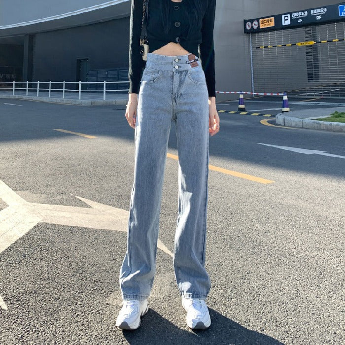 High Waist Wide Leg Jeans for Women Spring 2025 New Loose Straight Slim Fit Mop Pants Spring and Autumn