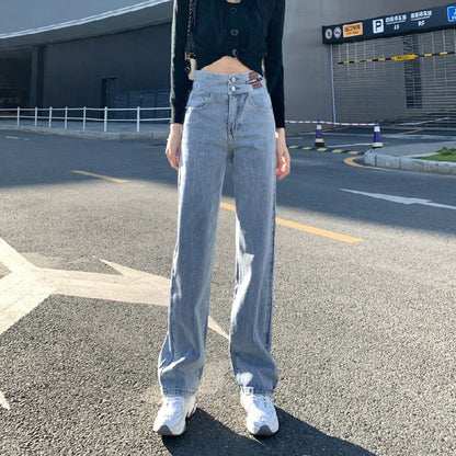 High Waist Wide Leg Jeans for Women Spring 2025 New Loose Straight Slim Fit Mop Pants Spring and Autumn