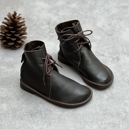 Retro Leather Martin Boots Casual round Toe All-Matching British Style Chelsea Boots Short Boots Women's Soft Leather Soft Bottom Leather Boots
