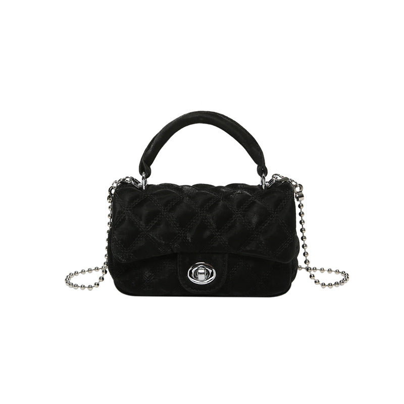 VLOVELAW 2025 Premium sense small fragrant wind rhombus chain portable small bag women's popular fashion with solid color shoulder messenger bag