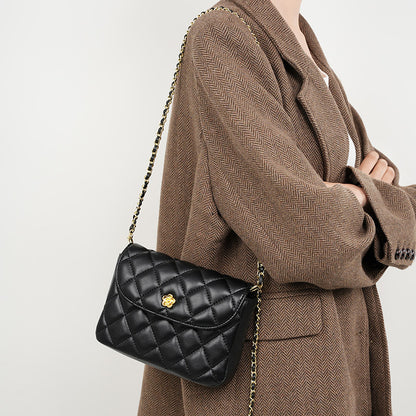 VLOVELAW 2025 Cowhide diamond bag women's new popular women's bag messenger bag women's genuine leather shoulder bag chain bag women's model
