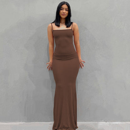 VLOVELAW European and American Foreign Trade New Women's Clothing Kardashian Skims Dress Casual Slim Strap Home Long Dress