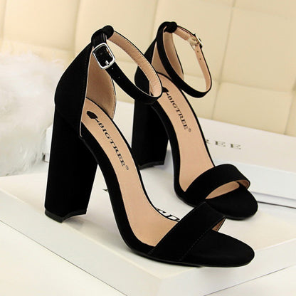 VLOVELAW  0509-1 European and American Style Women's Shoes High Heels Fashion Simple Thick Heel High Heel and Sexy Nightclub Strap Sandals