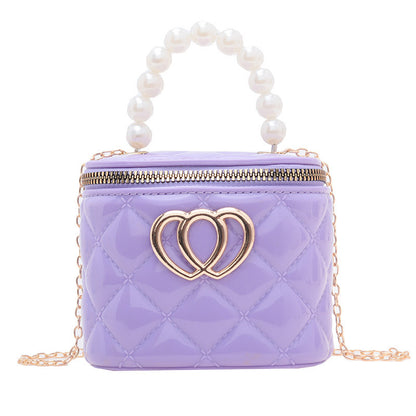 VLOVELAW Pearl Gel Bag DIY Bag Lion Ridge Bucket Bag PVC Crossbody Women's Bag Rhombus Chain Bag Women's Handbag