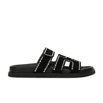 VLOVELAW  Su Cojin Same Super Second Uncle ~ New Color Leather Velcro Thick Bottom H Slippers Women's Sandals for Outer Wear Summer 2025