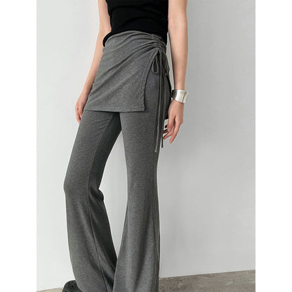 Luxi, casual fake two-piece high-waisted fart curtain slightly pulled pants women's summer new drape and thin trousers 2679