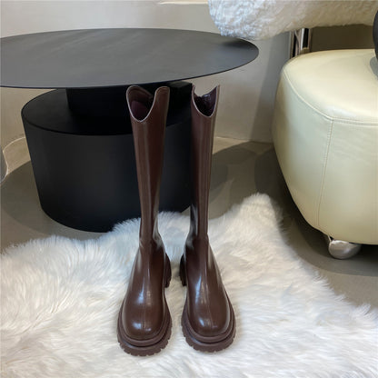 Boots Women's Chelsea Boots White Long Boots popular New Autumn and Winter Thick-soled Martin Boots Tall Knight Boots