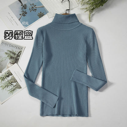 KKBOXLY Cross-border long-sleeved turtleneck bottoming shirt solid color Korean version pullover sweater (24 colors in stock) knitted bottoming sweater
