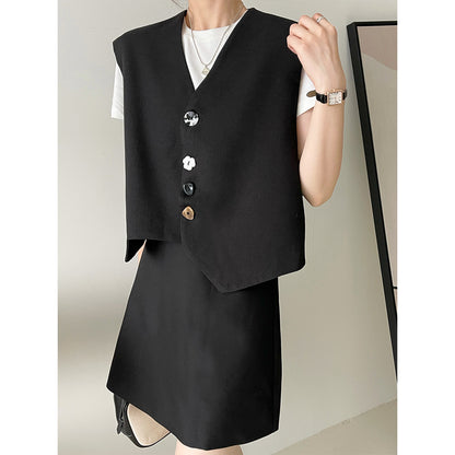 2025 Tachibana Spring Heavy Industry Women's Irregular Black Jacket Short Premium Retro Vest 8882-2