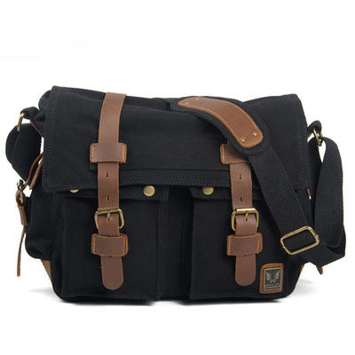 VLOVELAW 2025 Muchuan cloth bag, canvas with leather bag, shoulder messenger bag, casual photography waterproof liner SLR camera bag