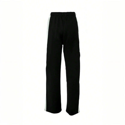 New  women's clothing trend casual pants popular autumn and winter new contrasting color loose elastic waist wide-leg pants