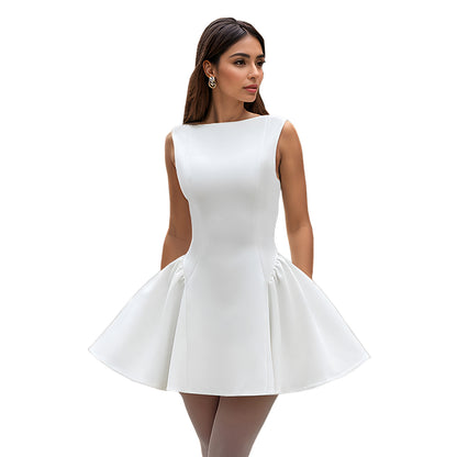2025 C7143    Popular and  Fashion Women's Sleeveless Short Skirt Sexy Slim Backless Dress