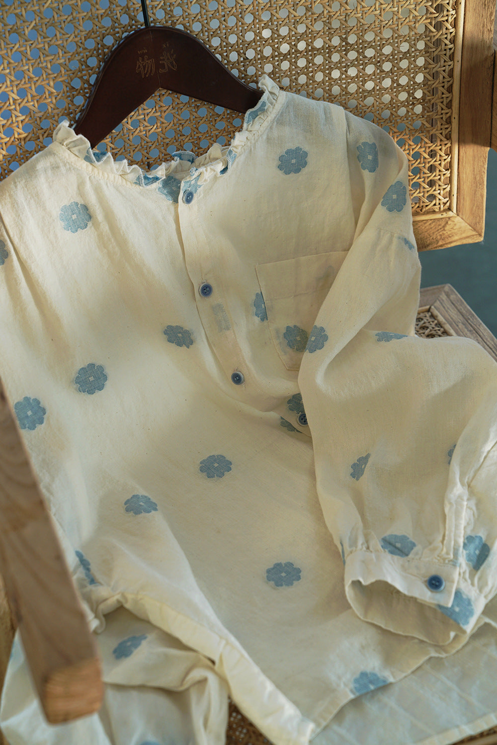 pastoral life daisy jacquard color matching shirt, retro  early autumn loose fun top S22274