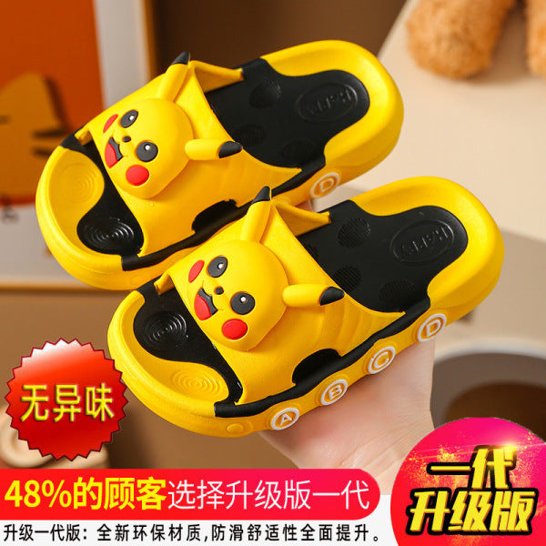VLOVELAW Children's Slip-on Slippers Summer Boys and Girls Bathroom Bath Non-Slip Middle and Big Children's Home Parent Subnet Red Sandals