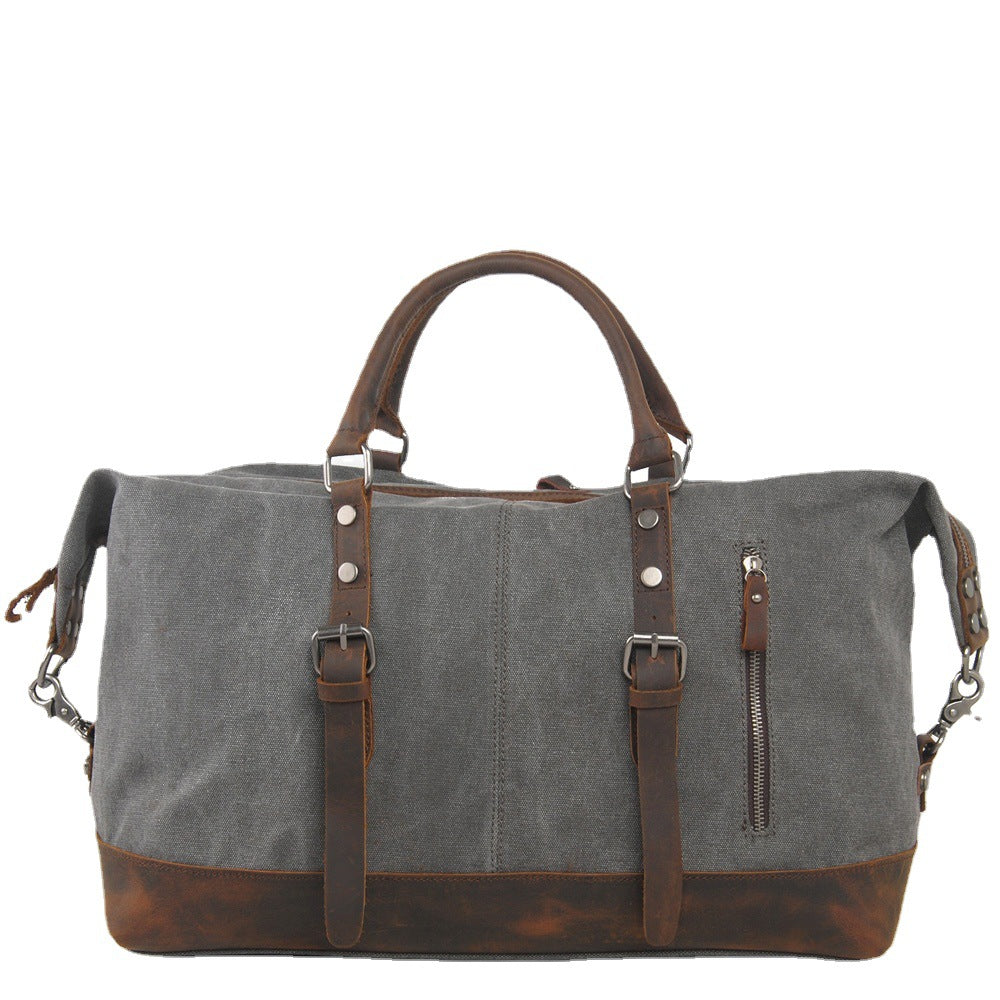 VLOVELAW 2025 Muchuan large-capacity men's hand-held travel bag, hot-selling canvas luggage bag in Popular and 2025, with the first layer of cowhide oblique span bag