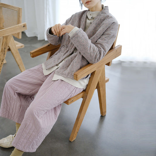 light Chinese atmosphere, polished floral one-button cotton-padded coat, pastoral gentle thickened coat M22376