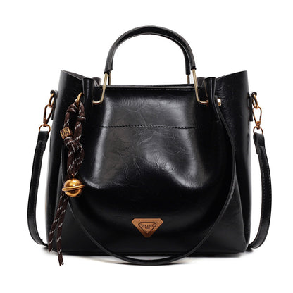 VLOVELAW 2025 Premium oil wax leather bag women's popular new trendy and versatile casual messenger bag commuter shoulder portable bucket bag