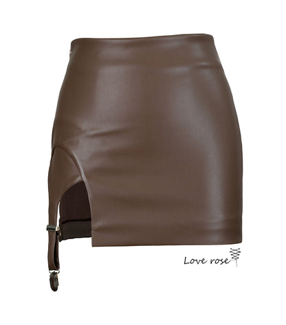 original, black PU clip with mini slim leather skirt, sexy mini skirt hot skirt