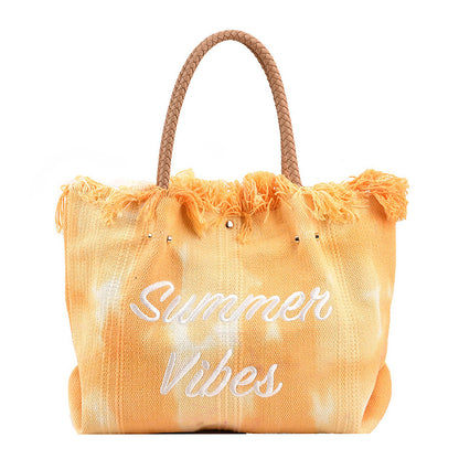 VLOVELAW Customized Cross-Border New Arrival Bag Women's Korean-Style Letter Tassel Canvas Bag Large Capacity Simple Student Shoulder Tote Bag