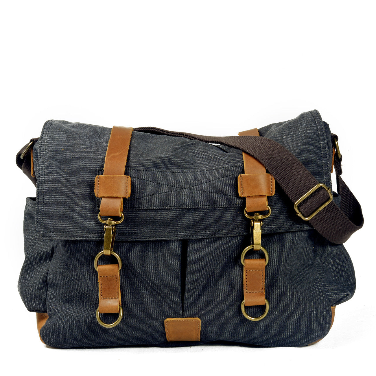 VLOVELAW 2025 Men's casual canvas satchel literary and retro shoulder with leather oblique span bag women's simple messenger bag computer bag